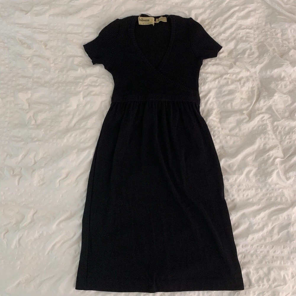Vintage Goldworm Black Wool Sweater Dress sz Small - Picture 2 of 12